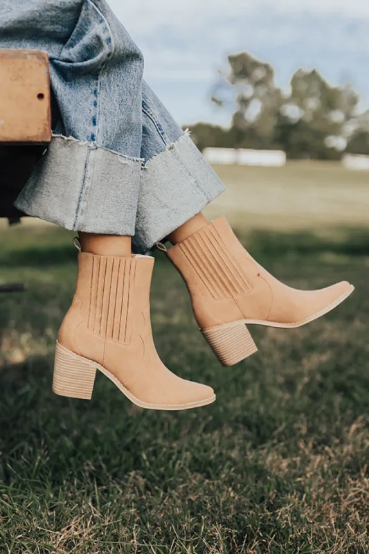 The Oaklynn Faux Nubuck Boot in Camel sold by Impressions