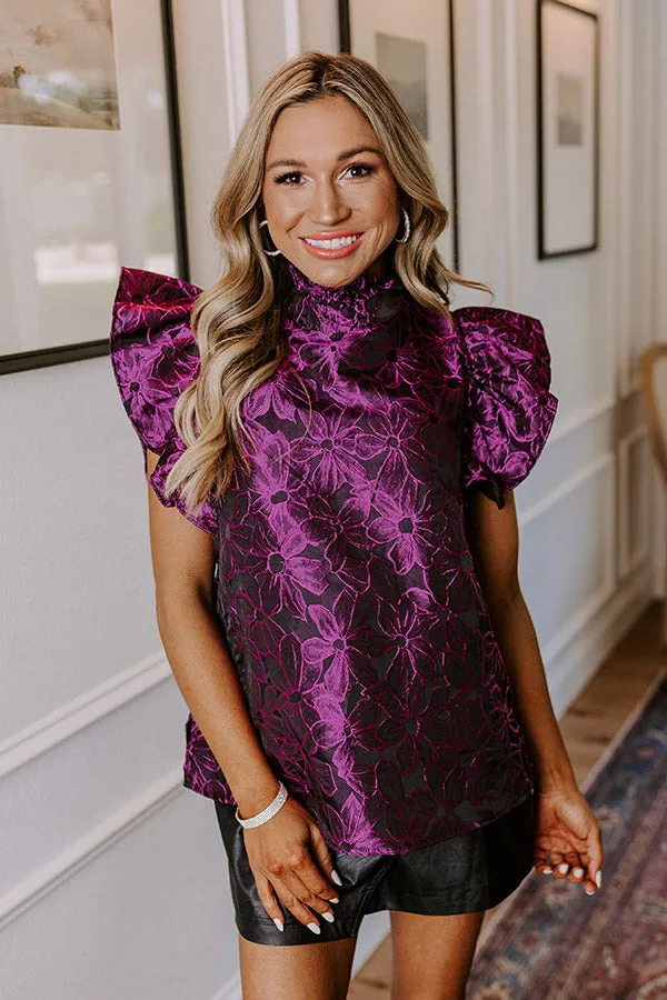 Rooftop Skyline Floral Jacquard Top in Orchid sold by Impressions product image thumbnail 5