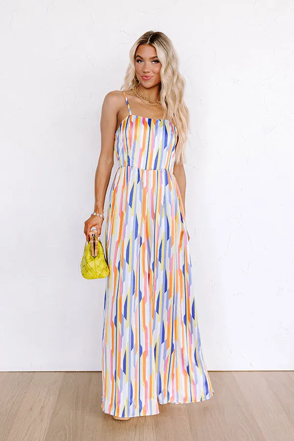 Vacay Bound Satin Stripe Jumpsuit in Blue sold by Impressions product image thumbnail 2