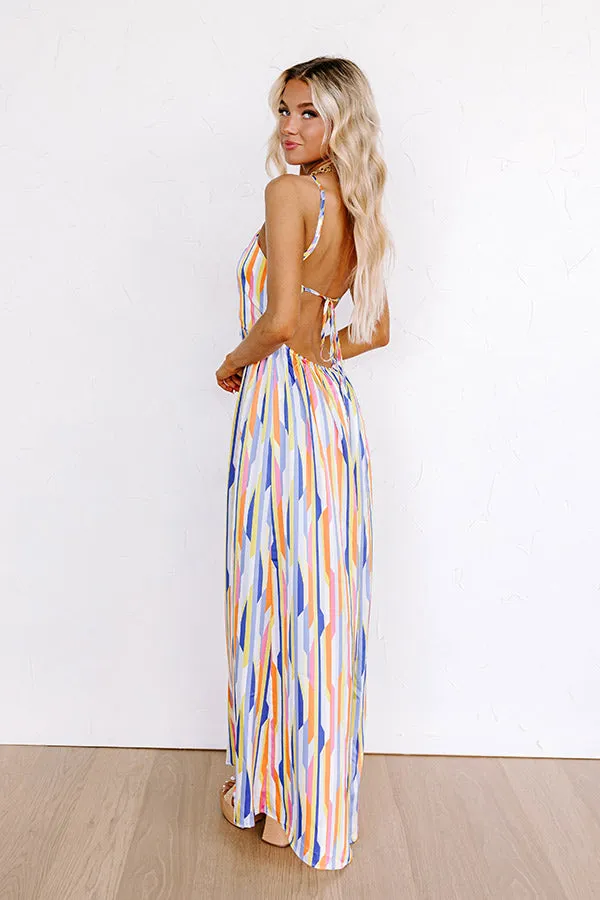 Vacay Bound Satin Stripe Jumpsuit in Blue sold by Impressions product image thumbnail 5