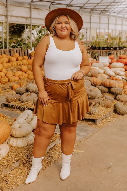 The Arlet High Waist Faux Suede Skort Curves sold by Impressions