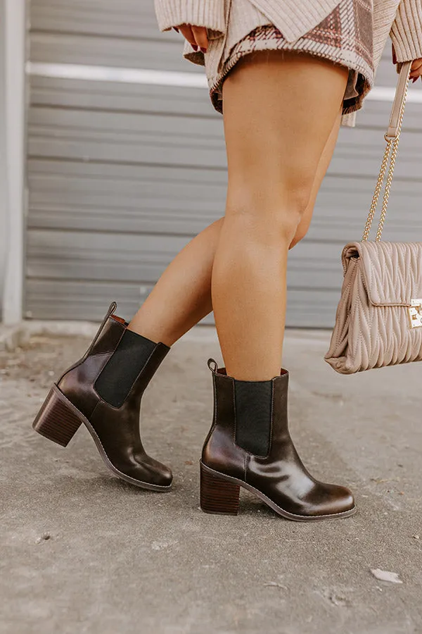 The Autumn Faux Leather Bootie in Chestnut sold by Impressions