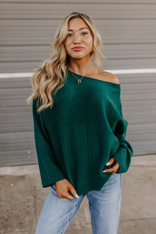 Cafe Social Knit Sweater Top in Hunter Green sold by Impressions