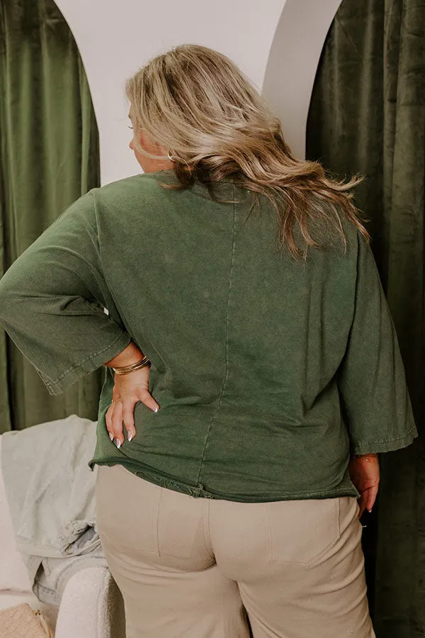 Peace And Love Vintage Wash Tee in Hunter Green Curves sold by Impressions product image thumbnail 4