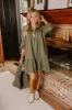 Fall Mixer Mini Dress in Olive sold by Impressions