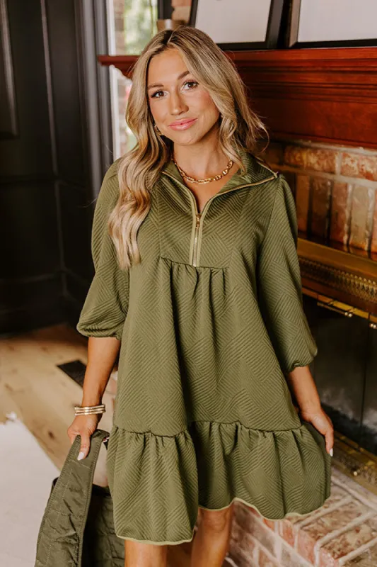 Fall Mixer Mini Dress in Olive sold by Impressions