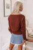 Cinnamon Chai Ribbed Sweater Top in Chestnut sold by Impressions