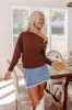 Cinnamon Chai Ribbed Sweater Top in Chestnut sold by Impressions