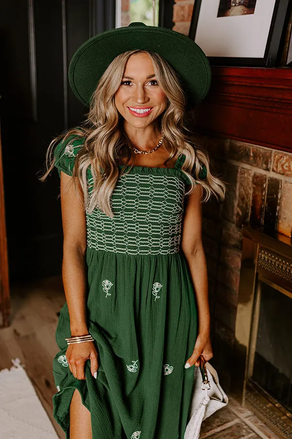 Napa Nights Smocked Midi in Hunter Green sold by Impressions product image thumbnail 2