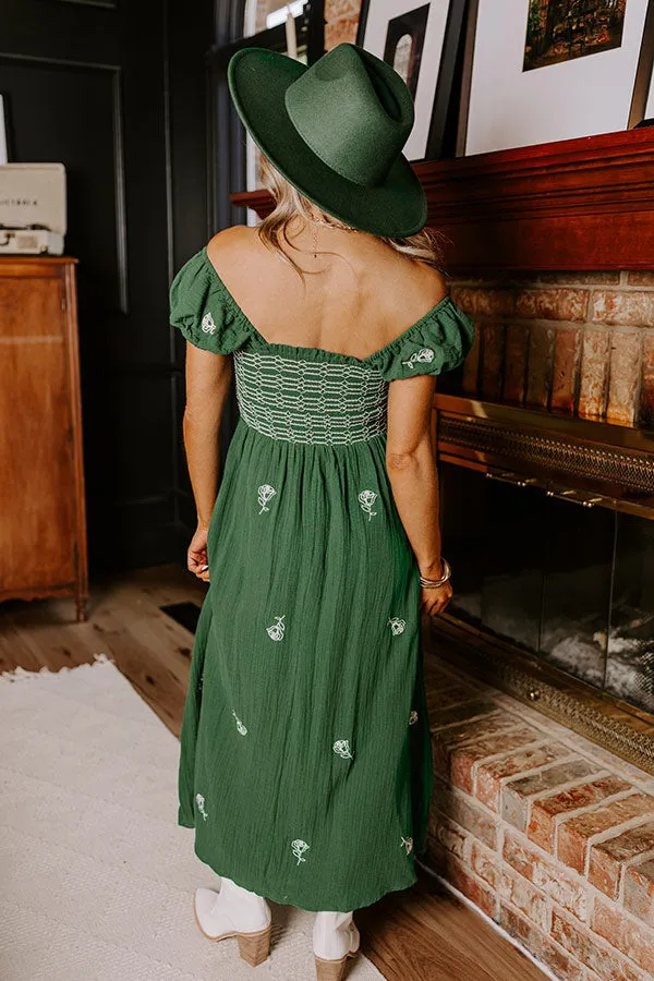 Napa Nights Smocked Midi in Hunter Green sold by Impressions product image thumbnail 3