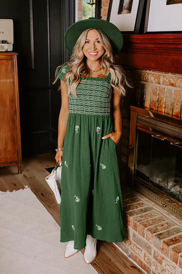 Napa Nights Smocked Midi in Hunter Green sold by Impressions product image thumbnail 4
