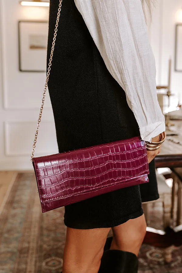Fashionably Late Faux Leather Clutch in Wine sold by Impressions