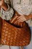 Chic Cityscape Faux Leather Woven Tote in Brown sold by Impressions