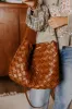Chic Cityscape Faux Leather Woven Tote in Brown sold by Impressions