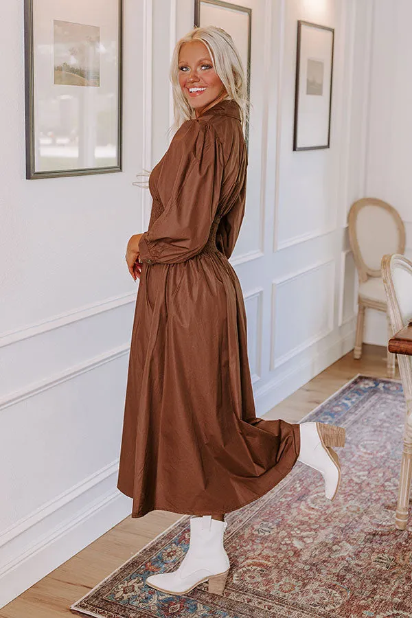 Kind Glance Smocked Midi in Chocolate sold by Impressions product image thumbnail 3