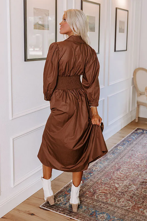 Kind Glance Smocked Midi in Chocolate sold by Impressions product image thumbnail 4