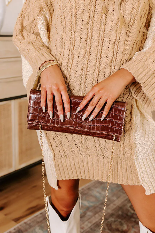 Fashionably Late Faux Leather Clutch in Chocolate sold by Impressions product image thumbnail 2