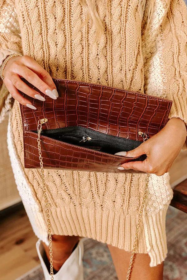 Fashionably Late Faux Leather Clutch in Chocolate sold by Impressions product image thumbnail 3
