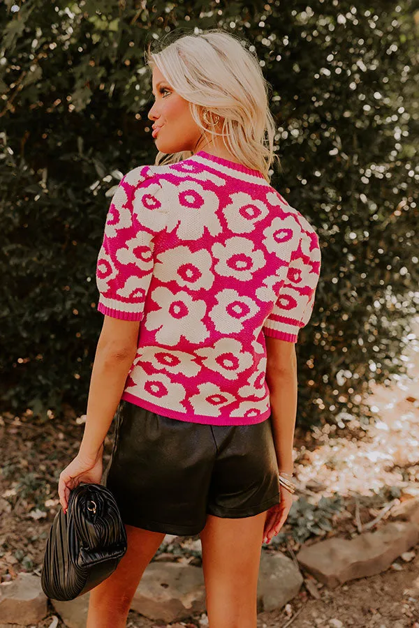 Block Party Cutie Floral Knit Top in Pink sold by Impressions product image thumbnail 4