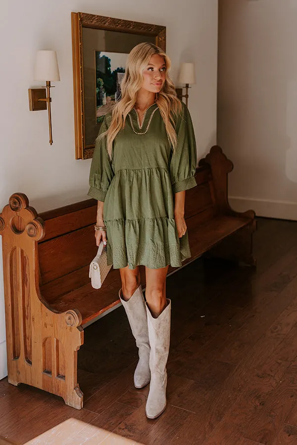 Dreamy Moment Mini Dress in Olive sold by Impressions