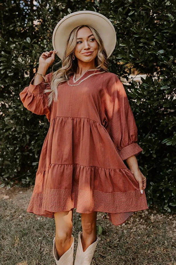 Dreamy Moment Mini Dress in Rust sold by Impressions