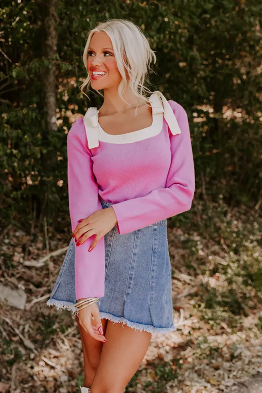 Small Town Bistro Knit Top in Pink sold by Impressions