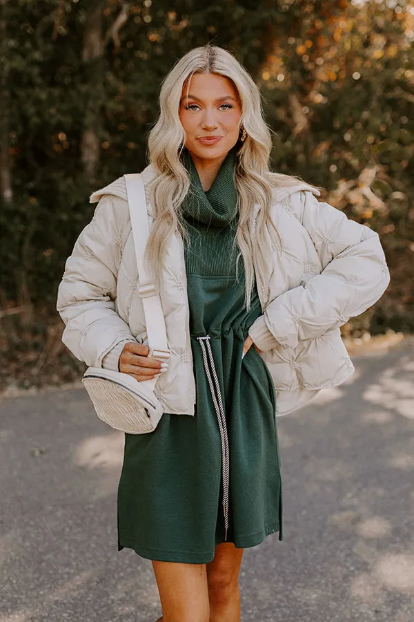 Coffee Shop Cutie Drawstring Mini Dress in Hunter Green sold by Impressions product image thumbnail 4