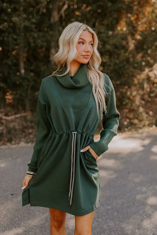 Coffee Shop Cutie Drawstring Mini Dress in Hunter Green sold by Impressions product image thumbnail 2