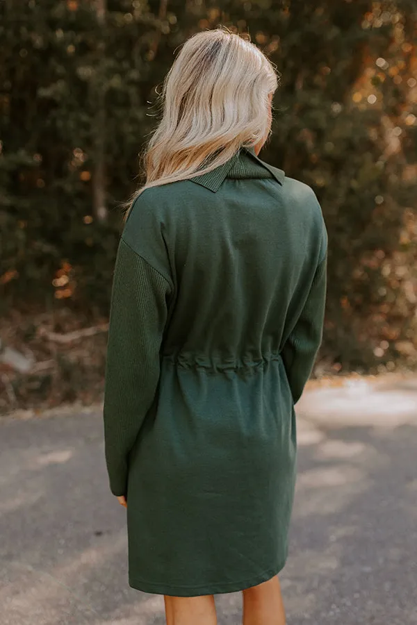 Coffee Shop Cutie Drawstring Mini Dress in Hunter Green sold by Impressions product image thumbnail 3