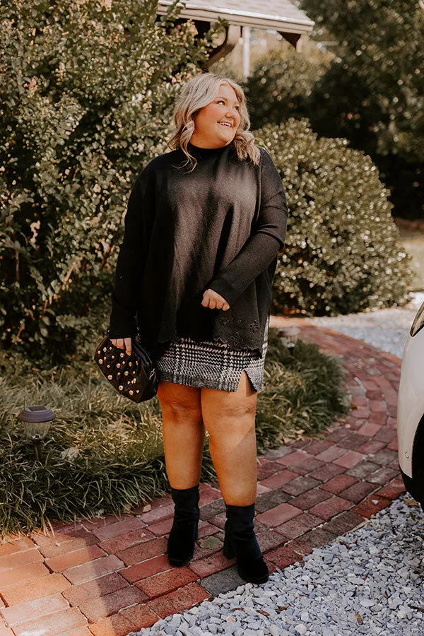 Kind Glance Eyelet Sweater in Black Curves sold by Impressions