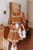 Thankful Moment Embroidered Mini Dress in Brown sold by Impressions