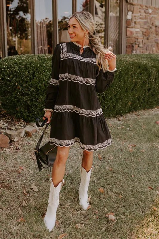 Thankful Moment Embroidered Mini Dress in Black sold by Impressions