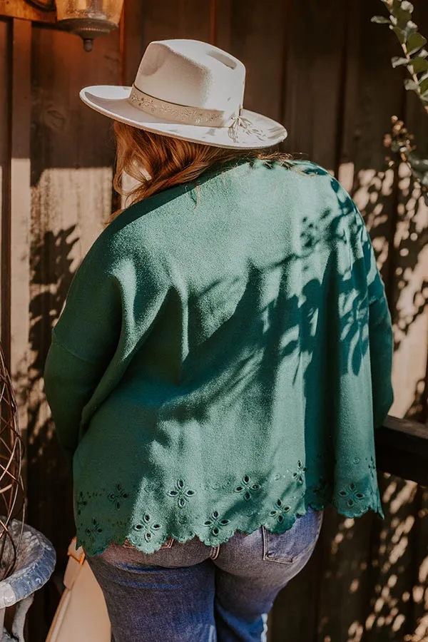 Kind Glance Eyelet Sweater in Hunter Green Curves sold by Impressions product image thumbnail 4