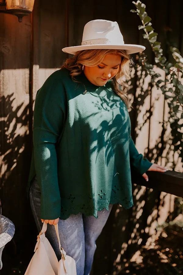 Kind Glance Eyelet Sweater in Hunter Green Curves sold by Impressions product image thumbnail 5