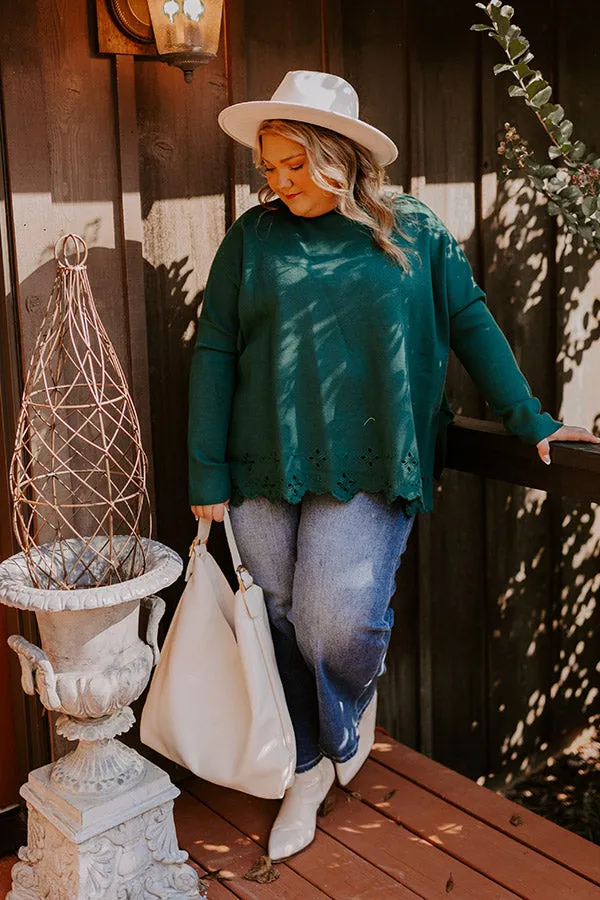 Kind Glance Eyelet Sweater in Hunter Green Curves sold by Impressions product image thumbnail 2