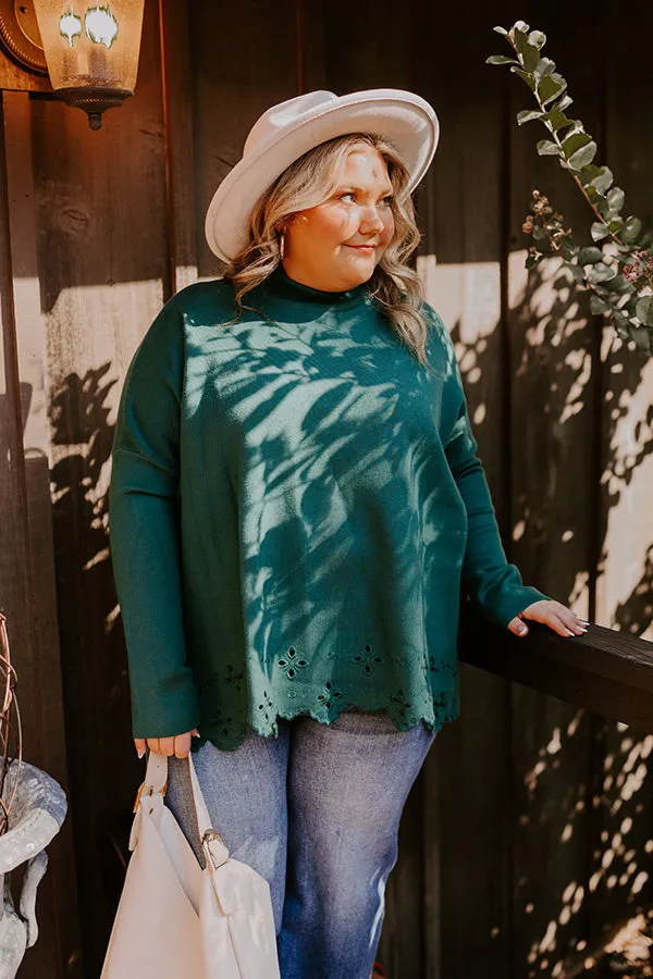 Kind Glance Eyelet Sweater in Hunter Green Curves sold by Impressions product image thumbnail 3