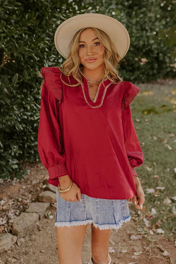 Chic Moment Ruffle Top in Crimson sold by Impressions product image thumbnail 3