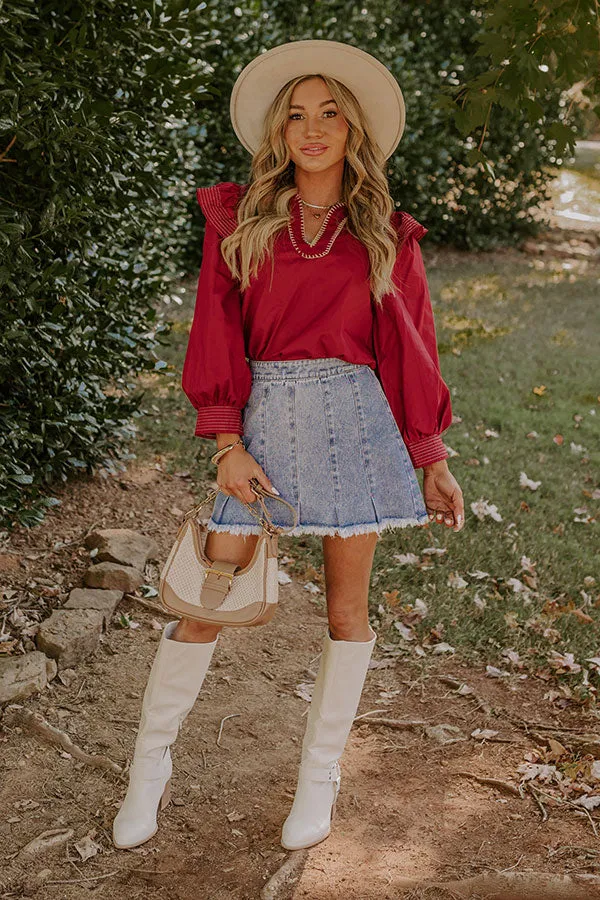 Chic Moment Ruffle Top in Crimson sold by Impressions product image thumbnail 2