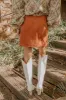 The Sienna High Waist Corduroy Mini Skirt in Rust sold by Impressions