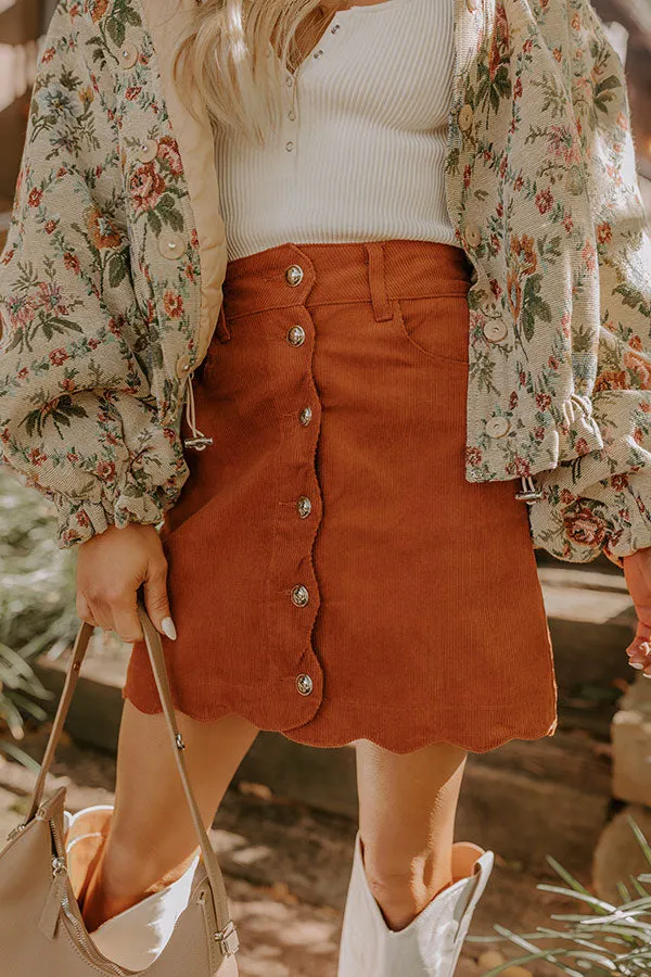The Sienna High Waist Corduroy Mini Skirt in Rust sold by Impressions product image thumbnail 2