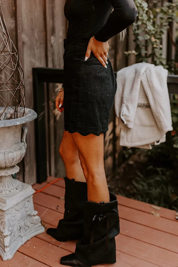 The Sienna High Waist Corduroy Mini Skirt in Black sold by Impressions product image thumbnail 5