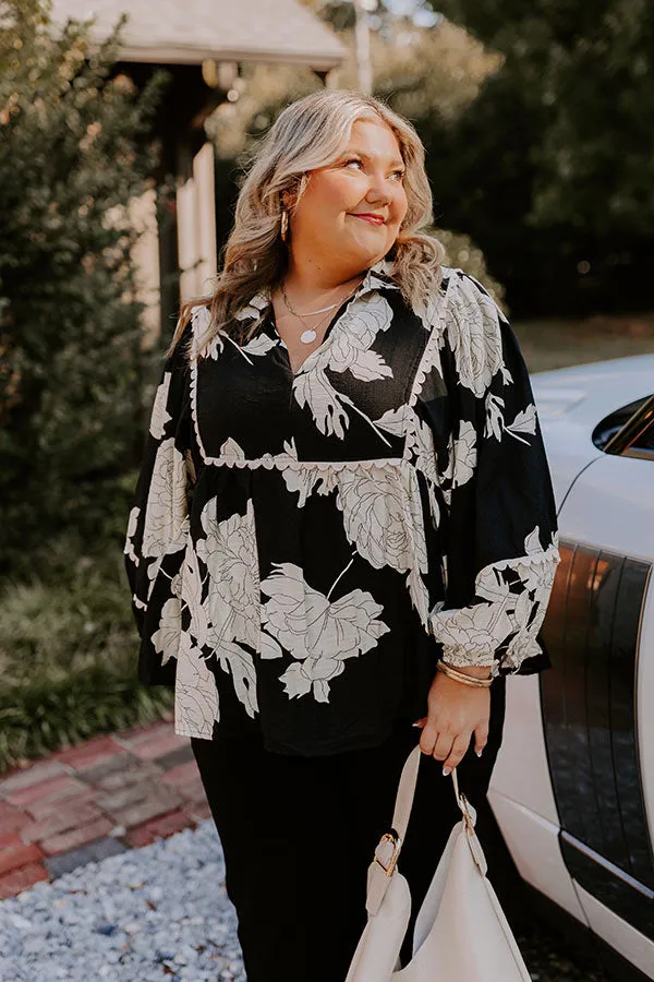 Always In Style Floral Top in Black Curves sold by Impressions