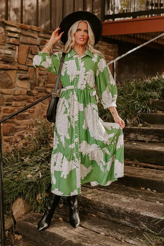 Bistro Bound Floral Midi in Green sold by Impressions