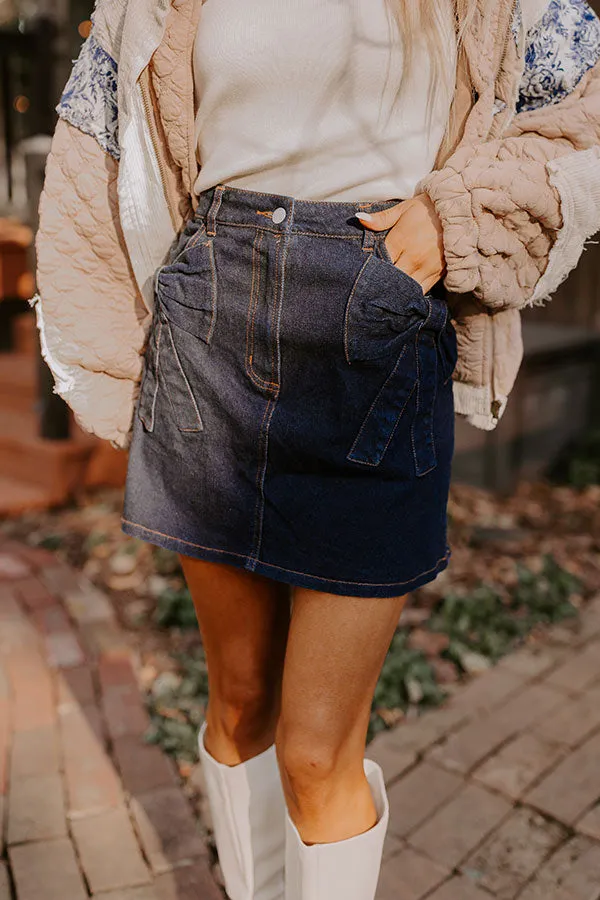 The Kaeli High Waist Denim Skirt in Dark Wash sold by Impressions product image thumbnail 4