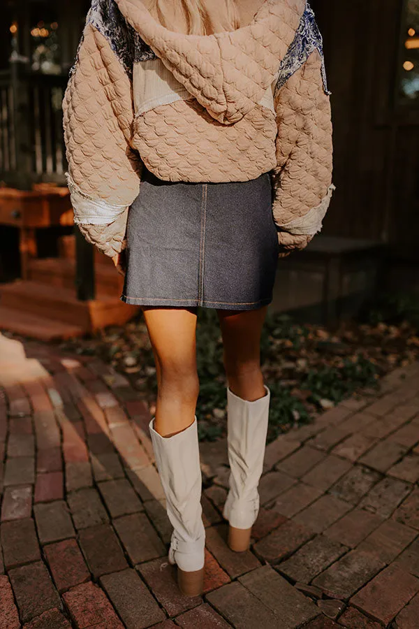 The Kaeli High Waist Denim Skirt in Dark Wash sold by Impressions product image thumbnail 5