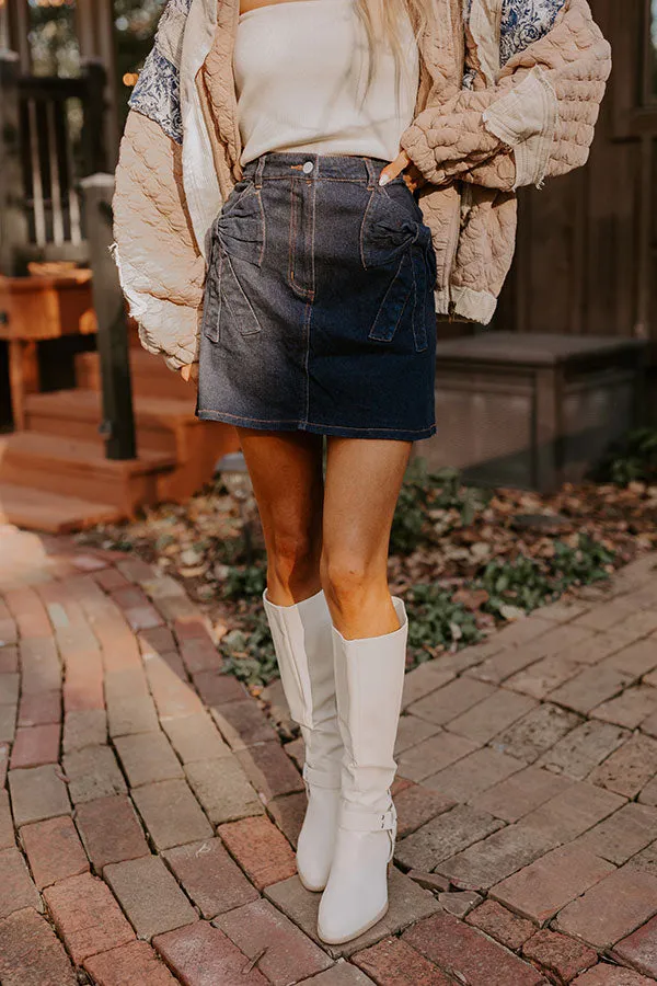The Kaeli High Waist Denim Skirt in Dark Wash sold by Impressions product image thumbnail 3