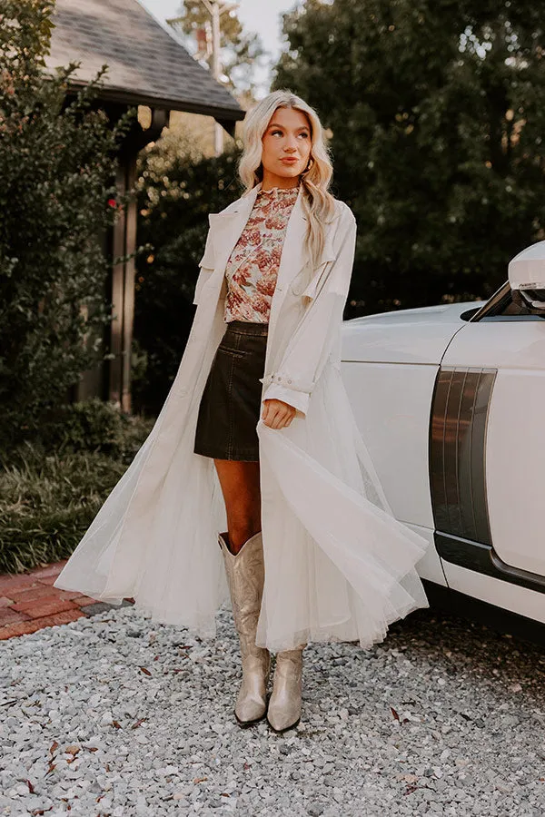 Catwalk Crush Mesh Trench Coat in Cream sold by Impressions product image thumbnail 2