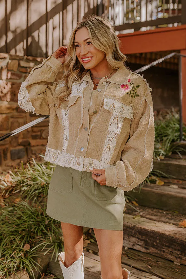 Boho Lifestyle Embroidered Jacket in Khaki sold by Impressions