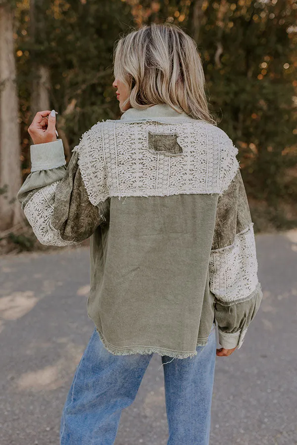 Boho Vibes Lightweight Chambray Jacket in Olive sold by Impressions product image thumbnail 5