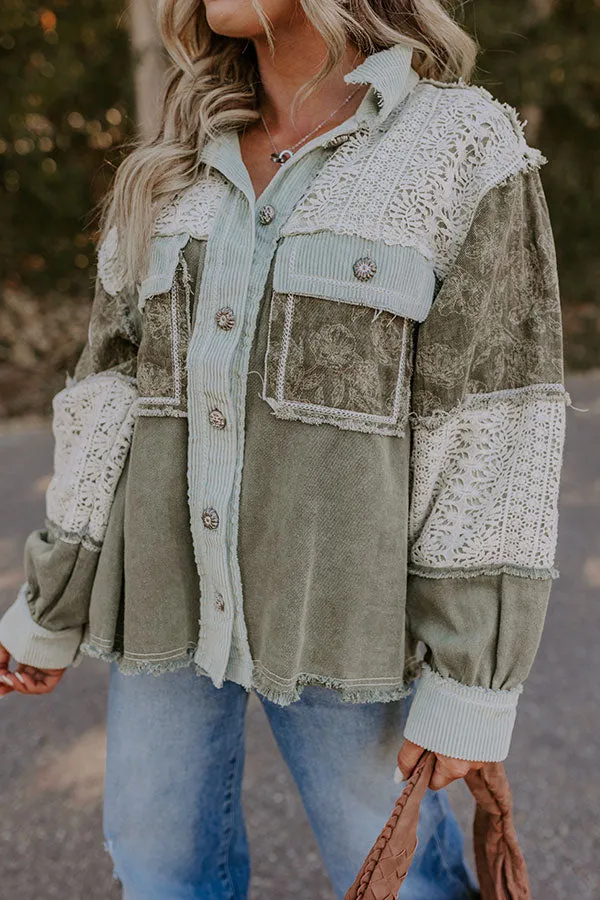 Boho Vibes Lightweight Chambray Jacket in Olive sold by Impressions product image thumbnail 3